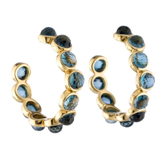 IPPOLITA 18K 750 YELLOW GOLD  TOPAZ HOOP EARRINGS - Picture 1 of 7